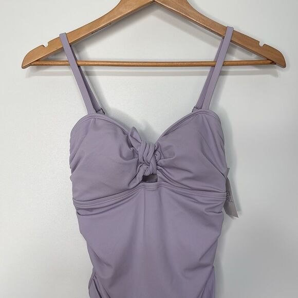 NWT Time and Tru Lavender Sweetheart Tie Back One-Piece Swimsuit Size Small - Picture 5 of 10